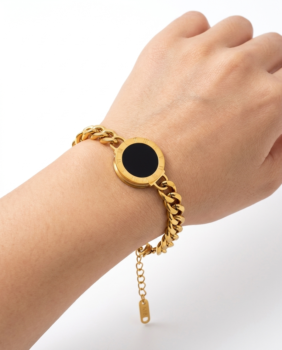 Double-Sided Bulgari-Style Stainless Steel Bracelet