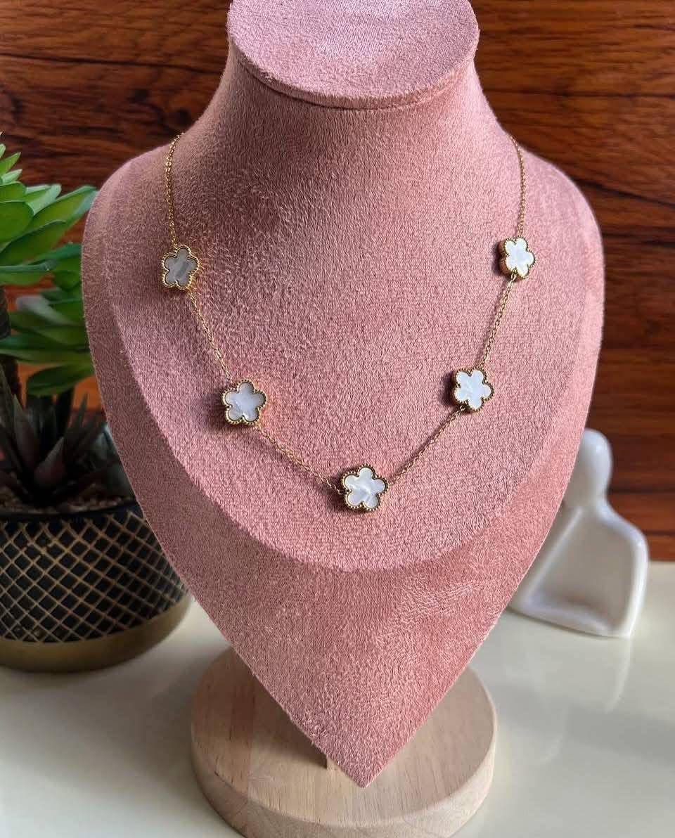 White Flower Stainless Steel Necklace