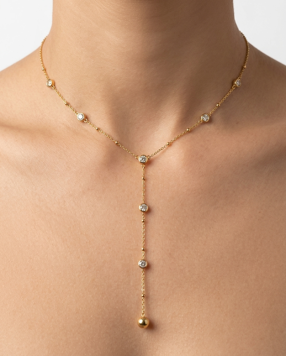 Crystal drop stainless steel necklace