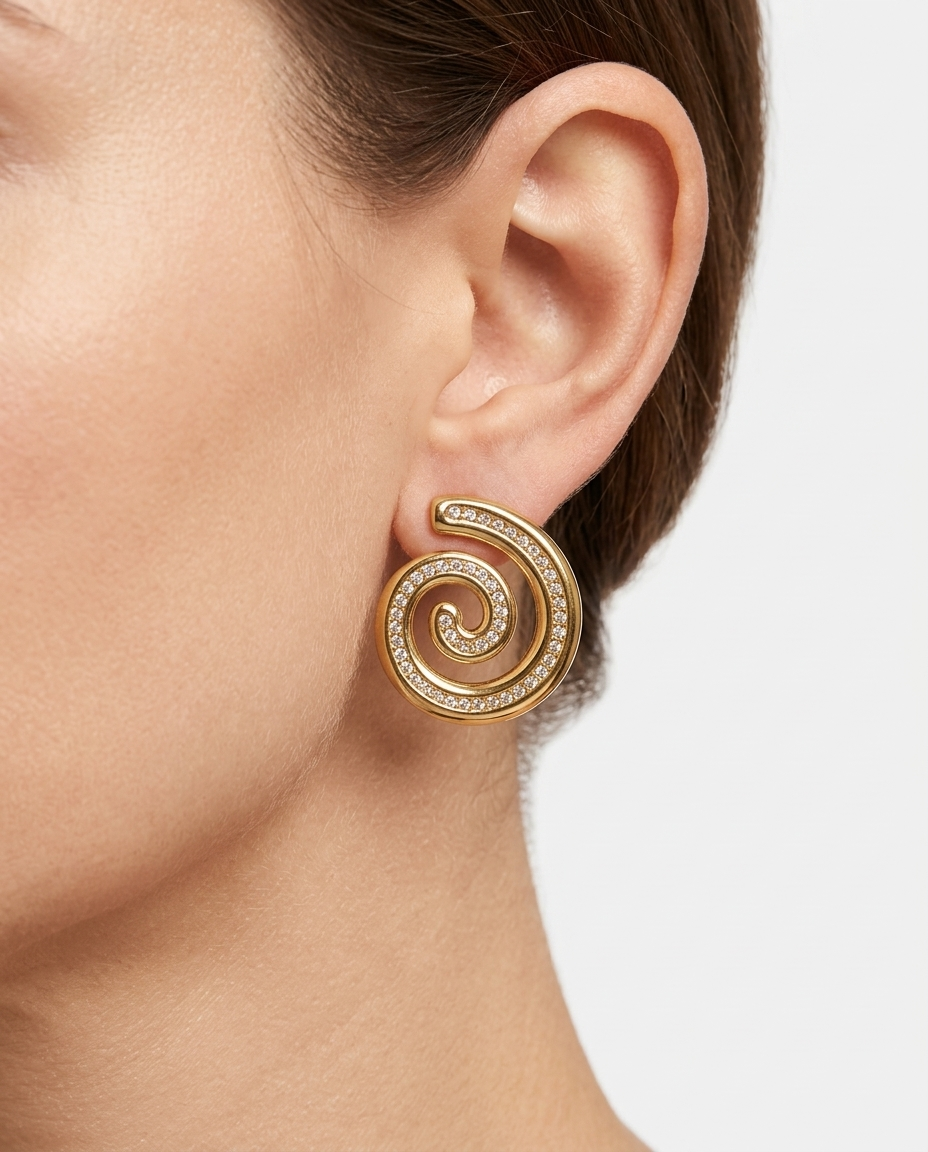 Stainless strass snail earring