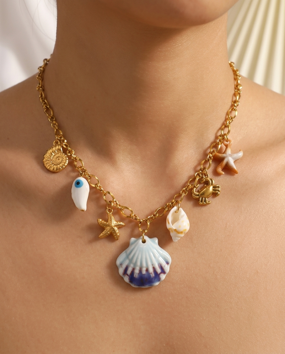 Colorful Shell Stainless Steel Necklace