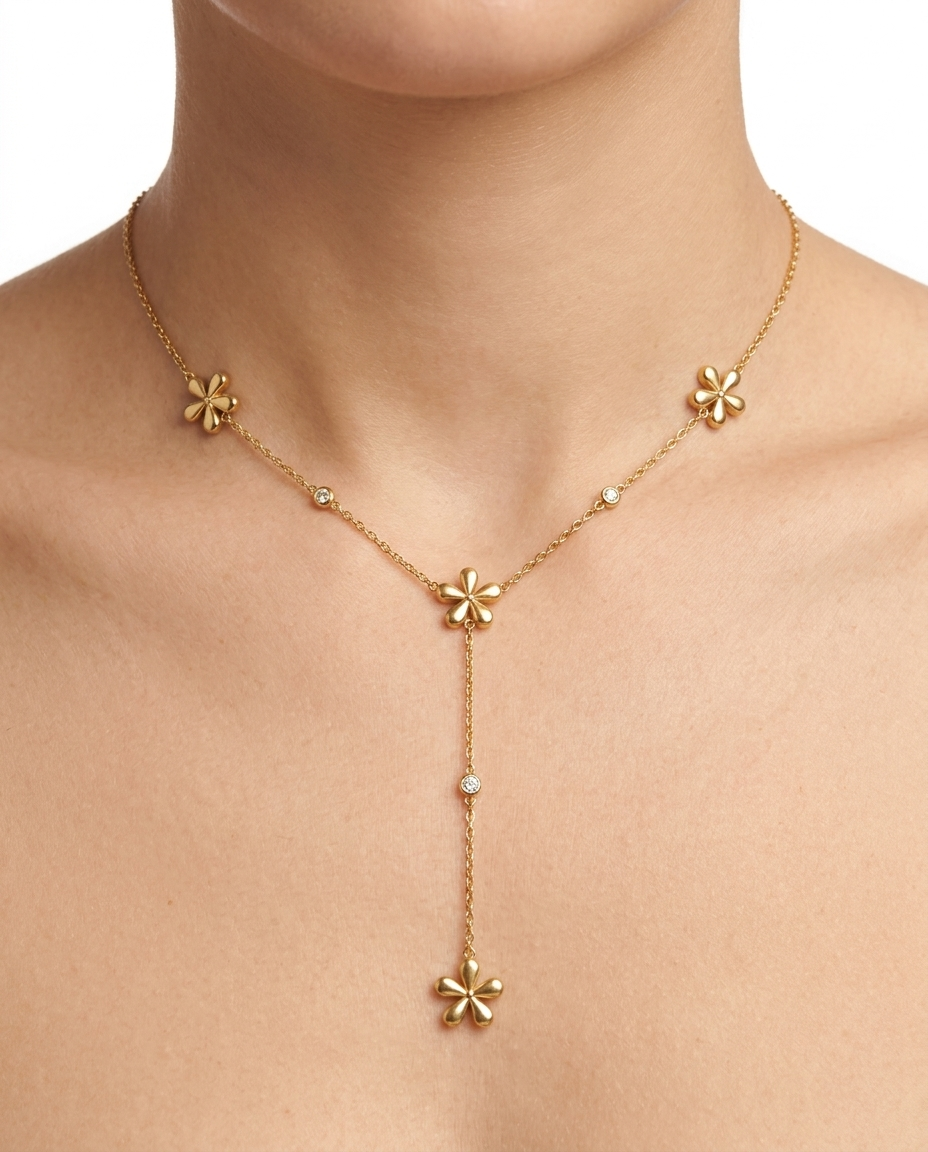 Flower drop stainless steel necklace