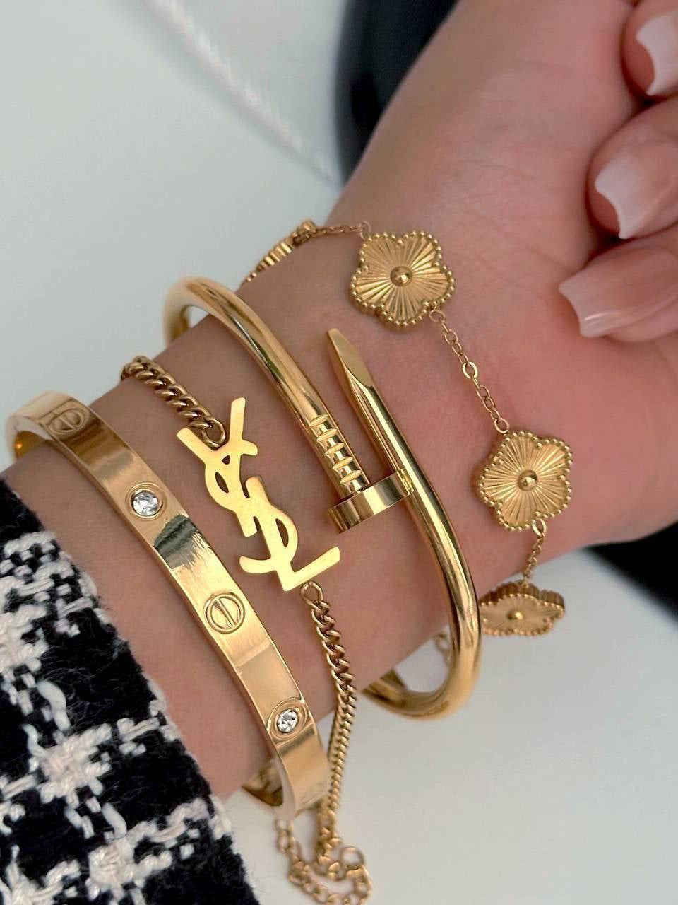 4-Piece Stainless Steel Bracelet & Anklet Set