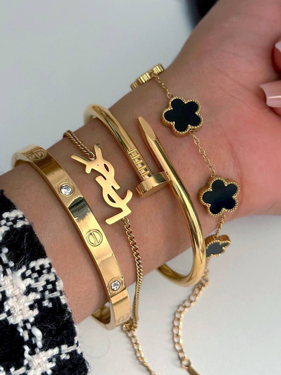 4-Piece Stainless Steel Bracelet & Anklet Set