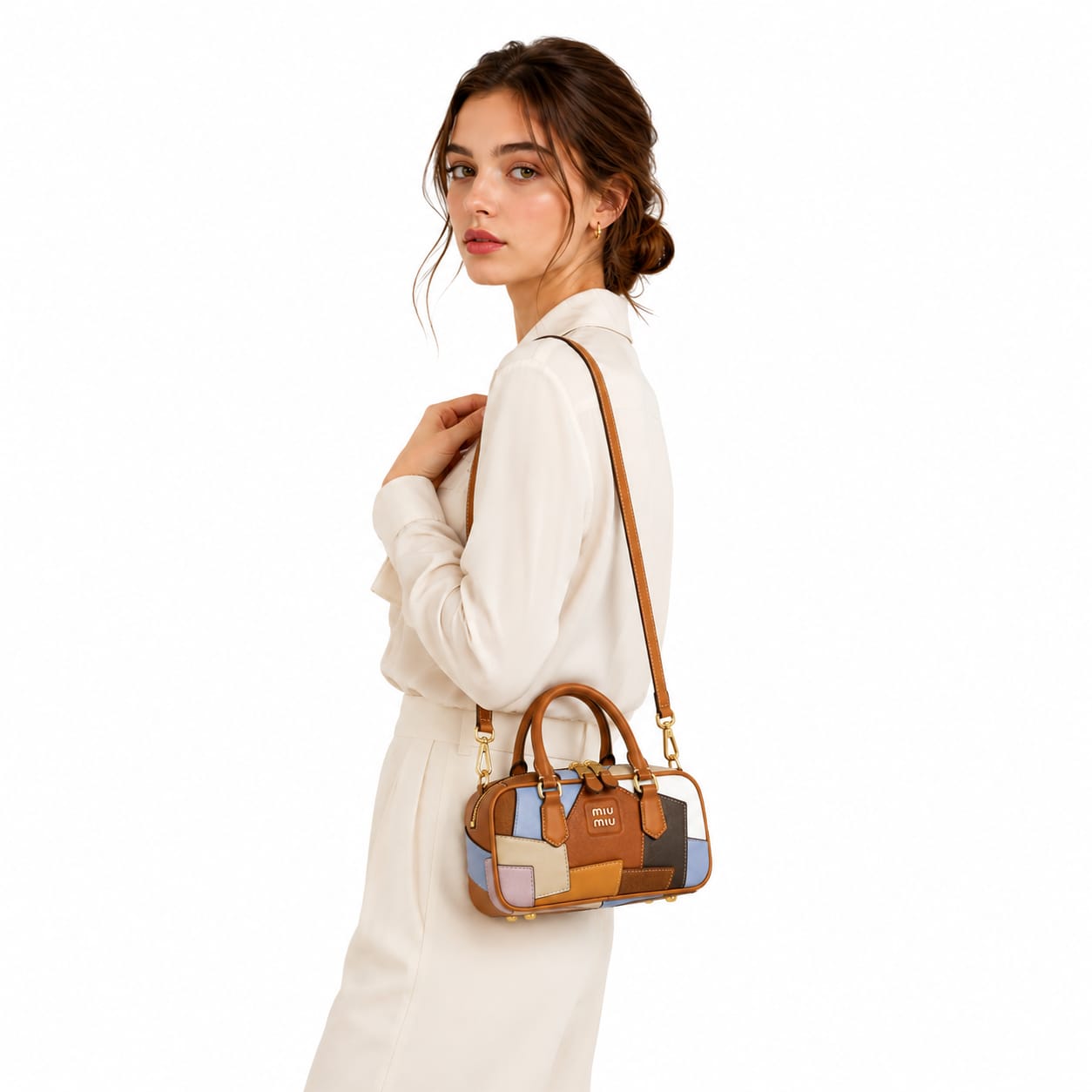 Miu Miu Beau patchwork leather bag.