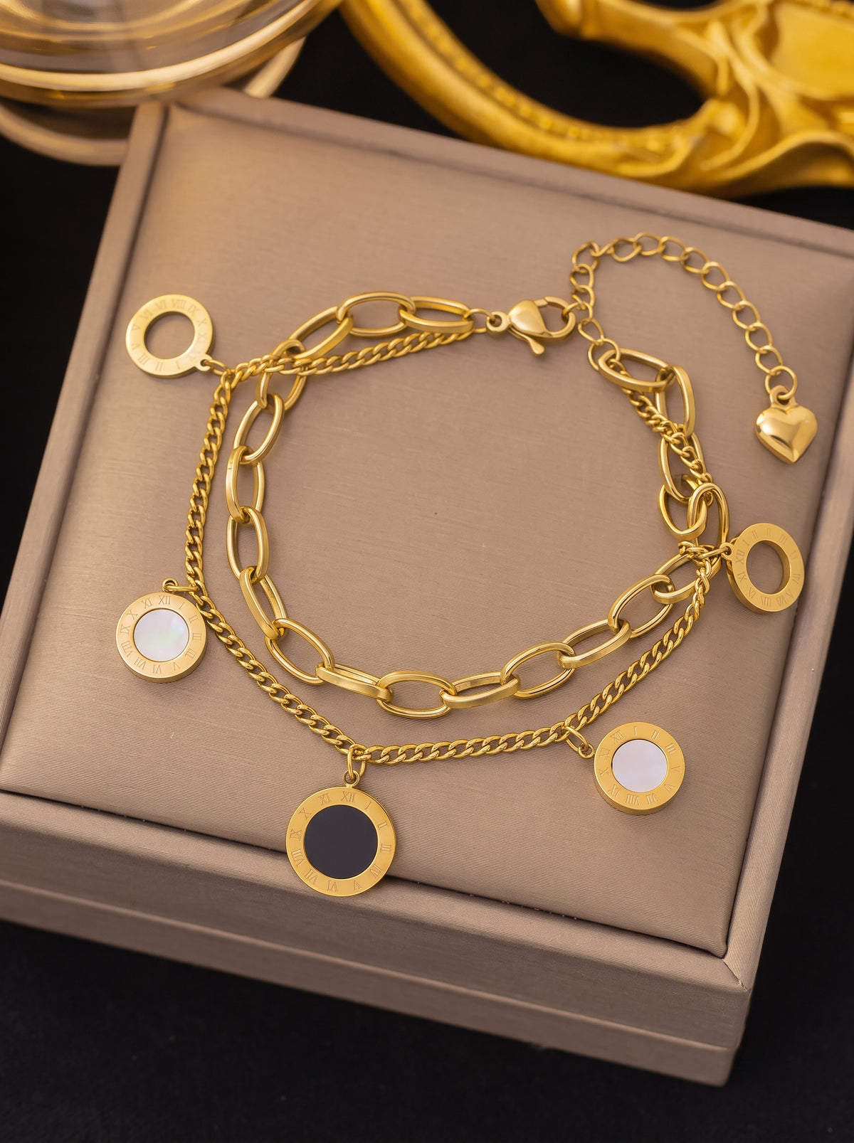 Bulgari-Style Crystal Stainless Steel Bracelet