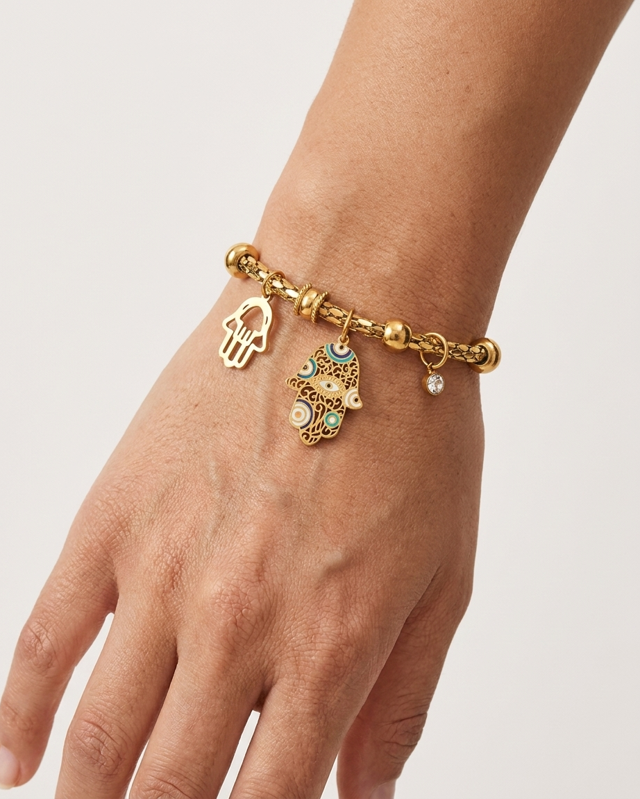 Hamsa Hand Stainless Steel Bracelet