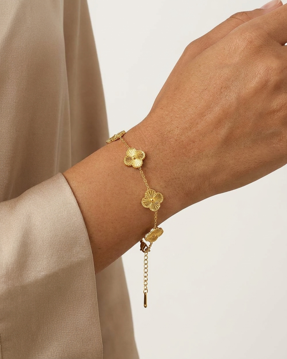 Gold Flower Stainless Steel Bracelet
