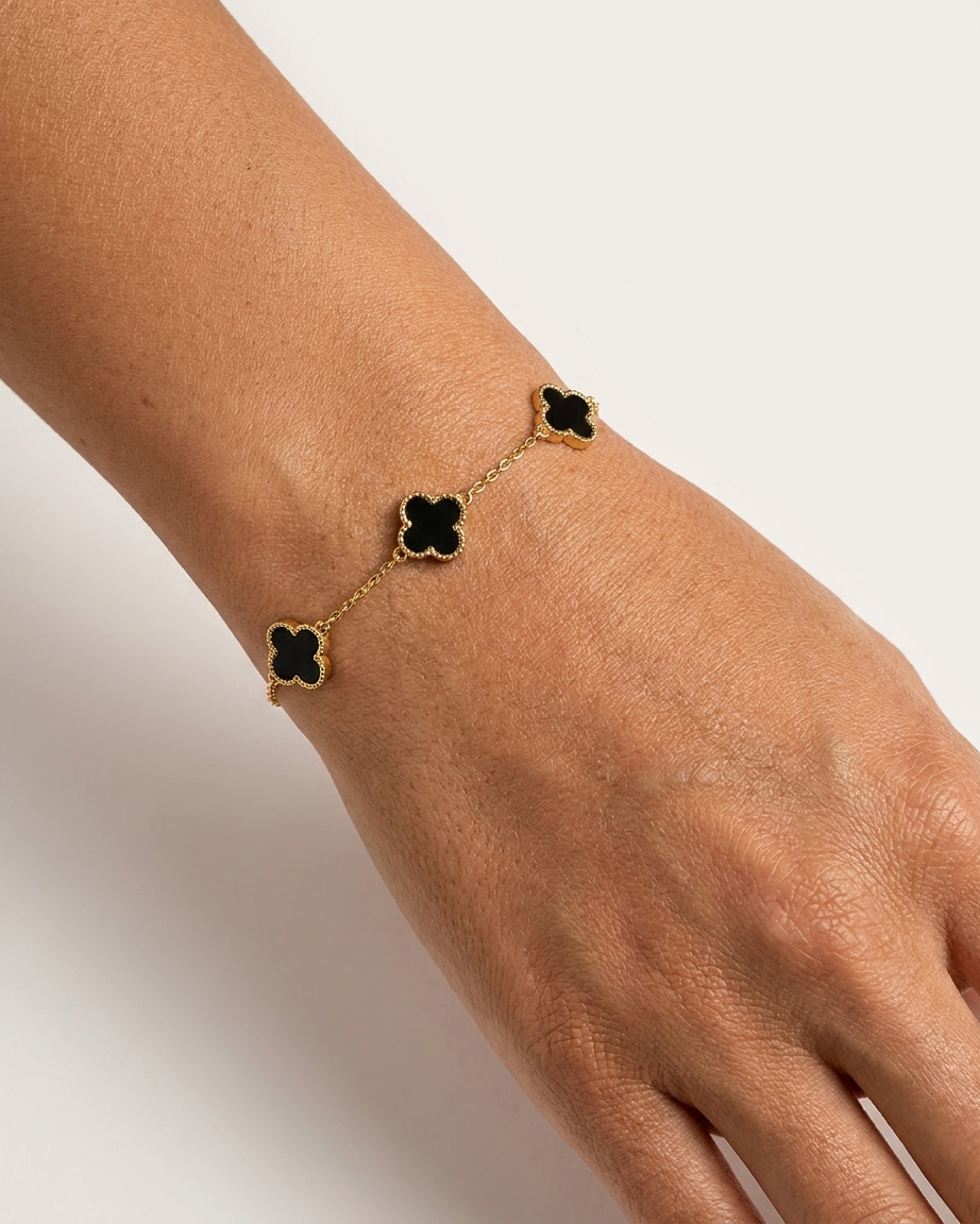Black Flower Stainless Steel Bracelet