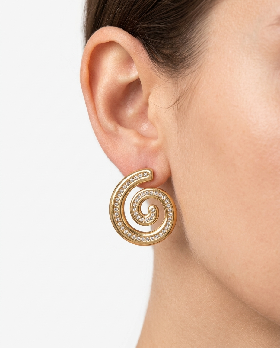 Stainless strass snail earring