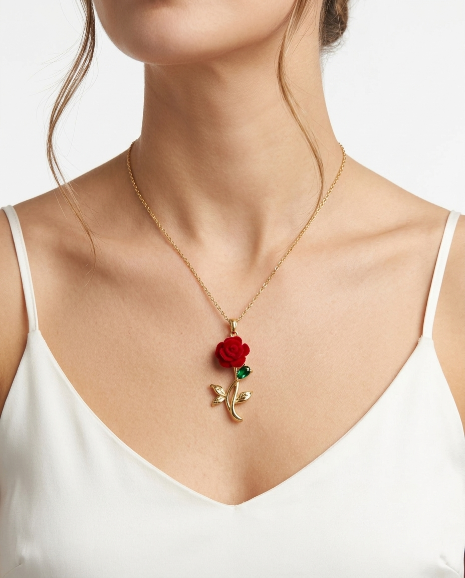Red Flower Necklace