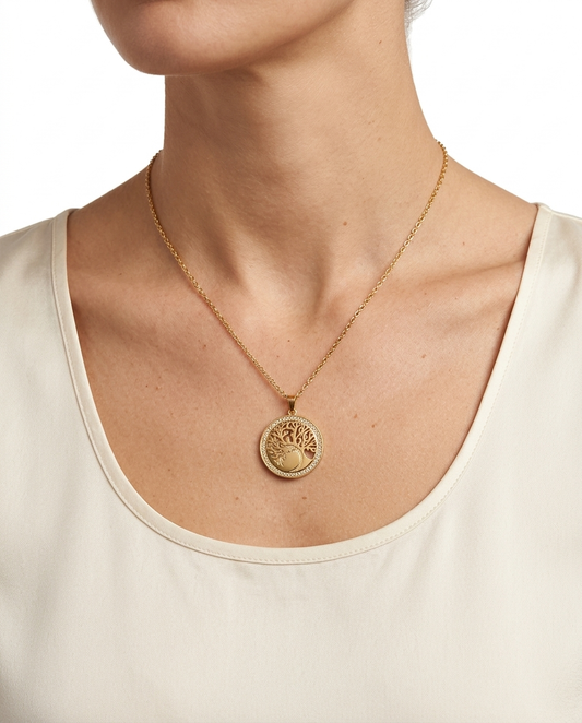 Tree Crystal Stainless Steel Necklace