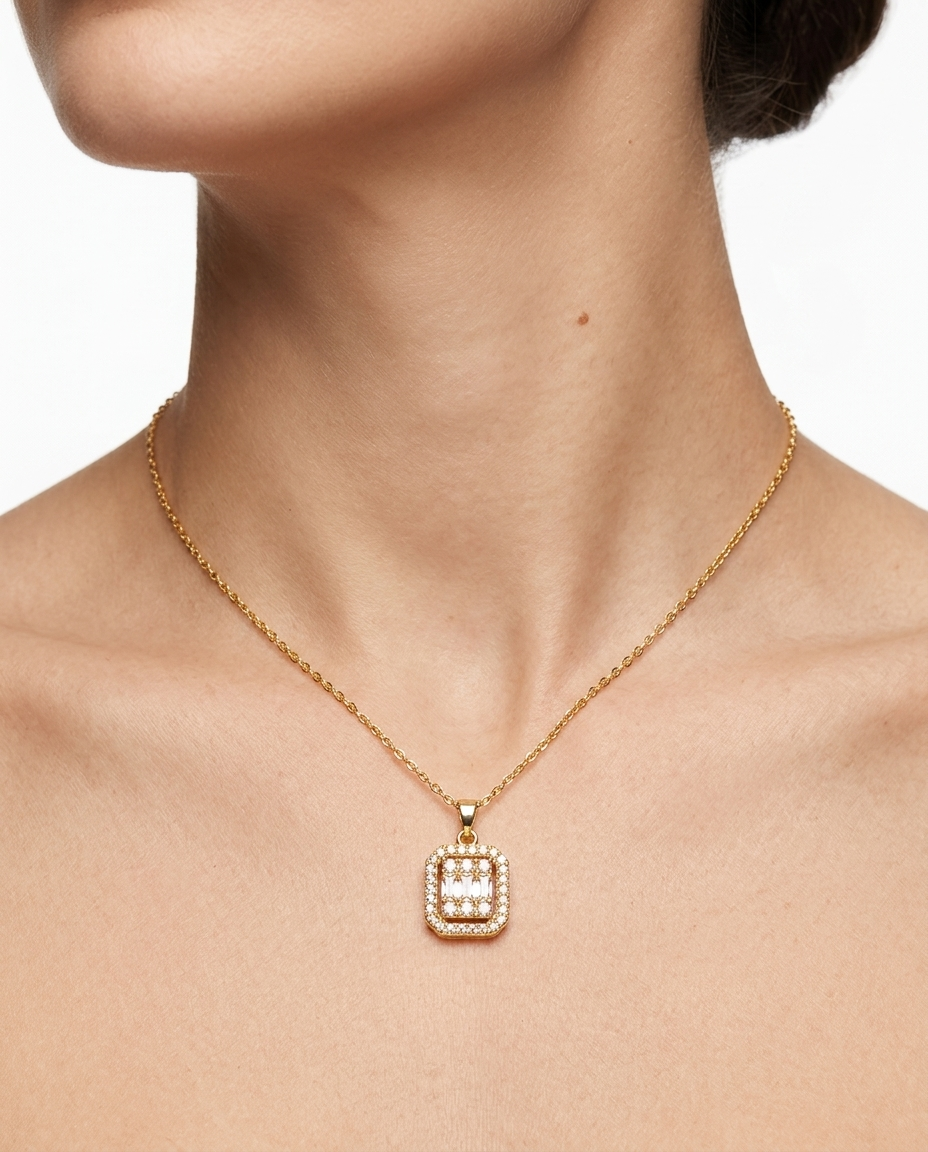 Square stainless steel necklace
