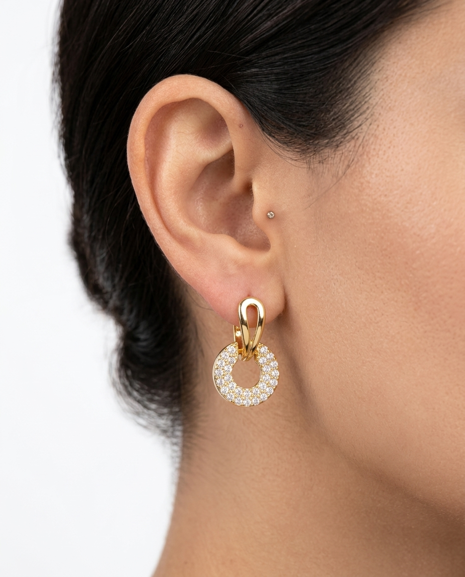 Strass circle stainless steel earring