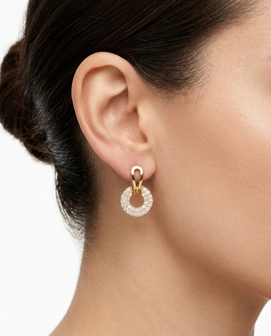 Strass circle stainless steel earring