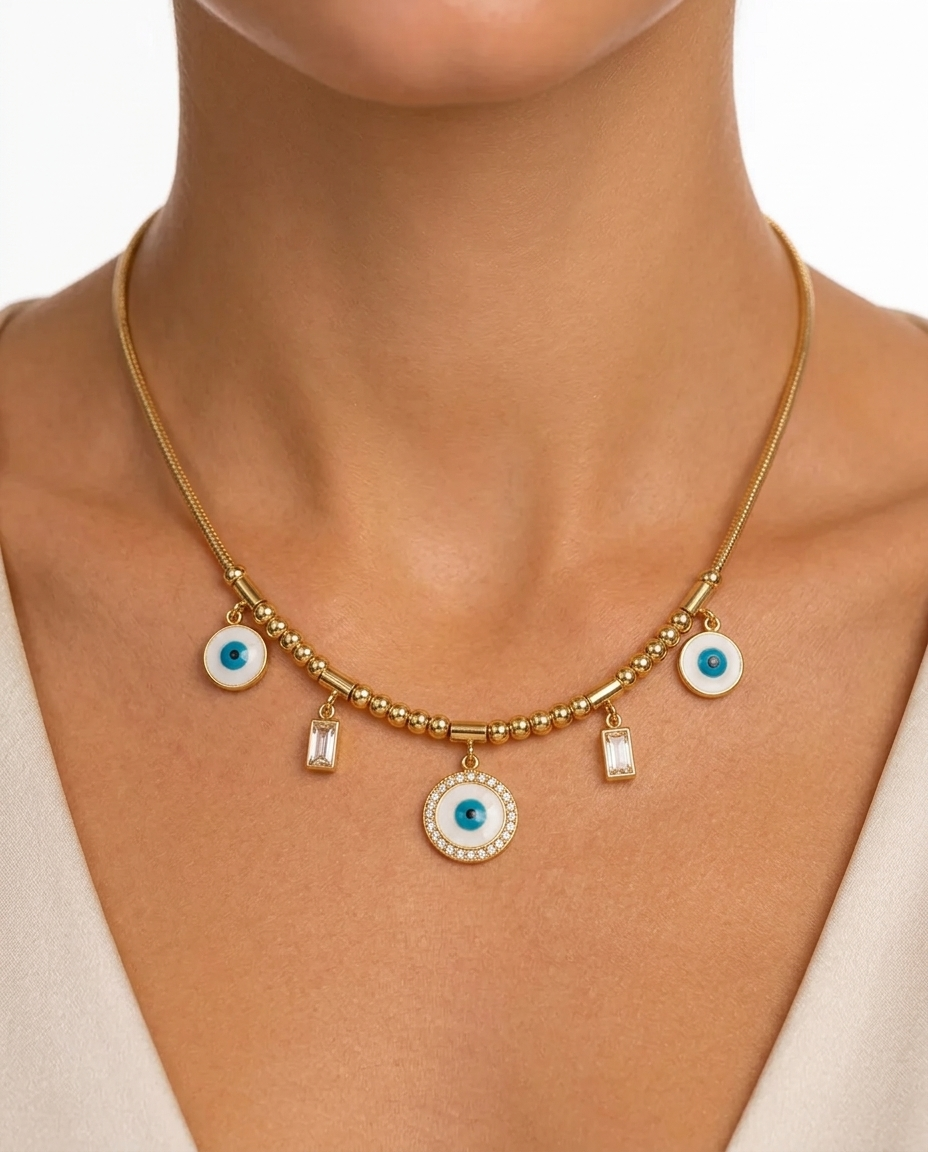 Eye Motif Stainless Steel Necklace