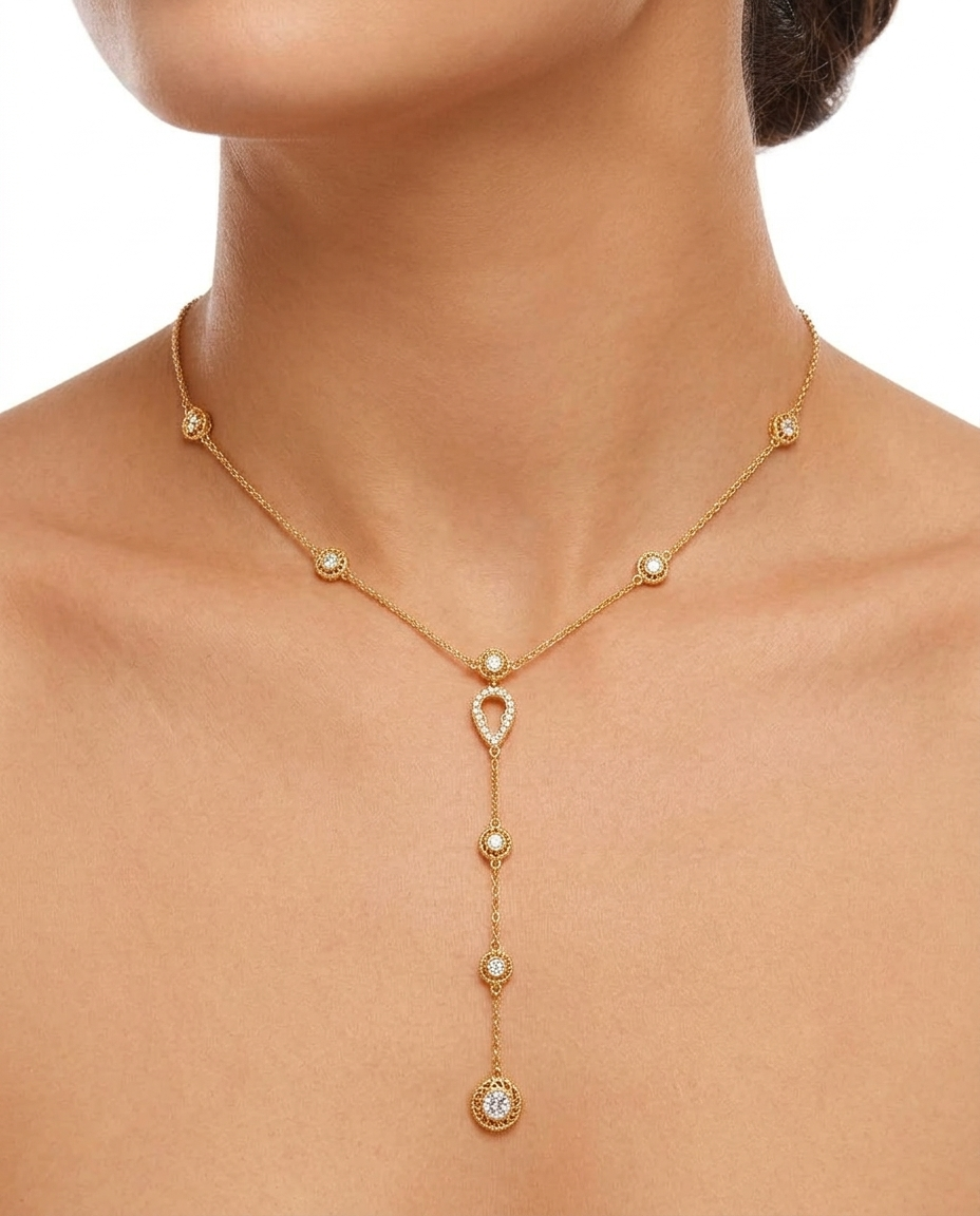 Cryastal drop stainless steel necklace