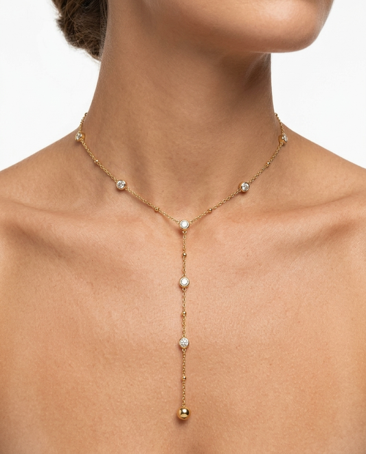 Crystal drop stainless steel necklace