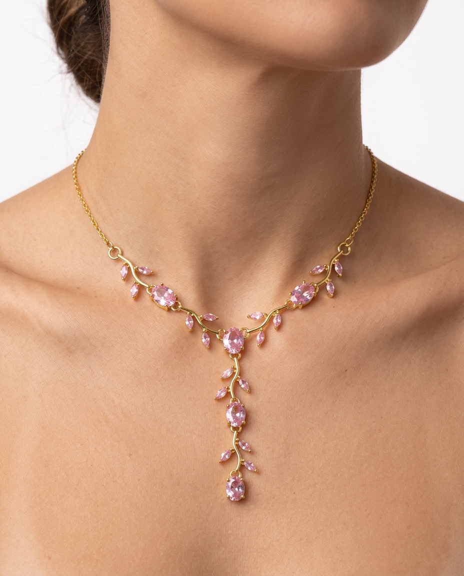 Pink Tulip gold-plated necklace