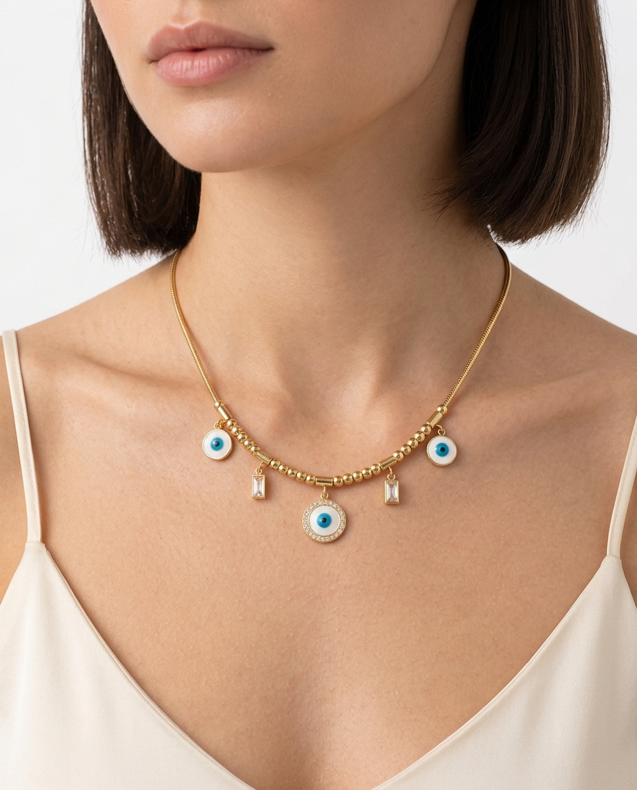 Eye Motif Stainless Steel Necklace