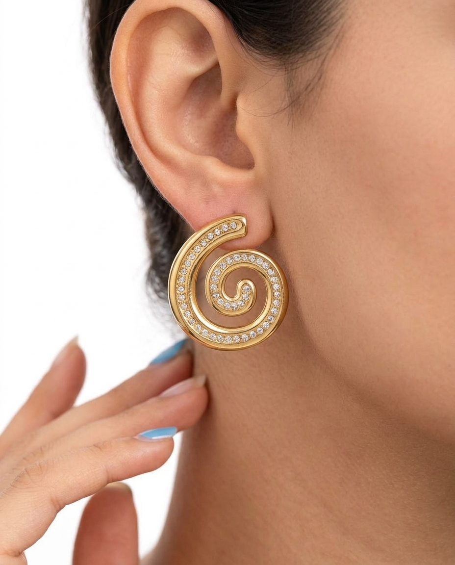 Stainless strass snail earring