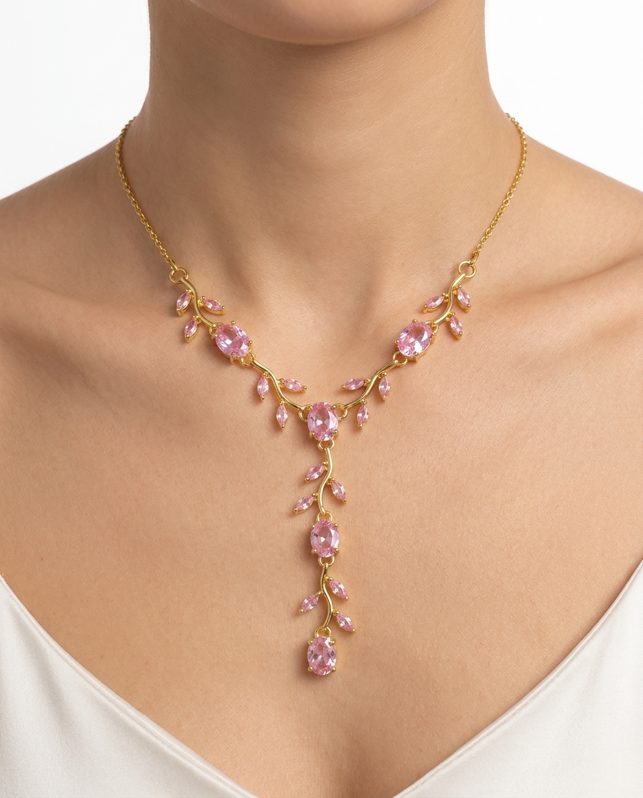 Pink Tulip gold-plated necklace