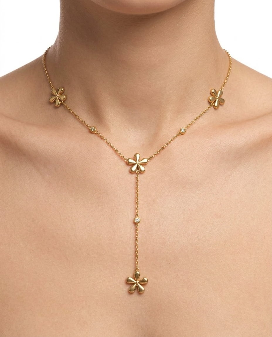 Flower drop stainless steel necklace