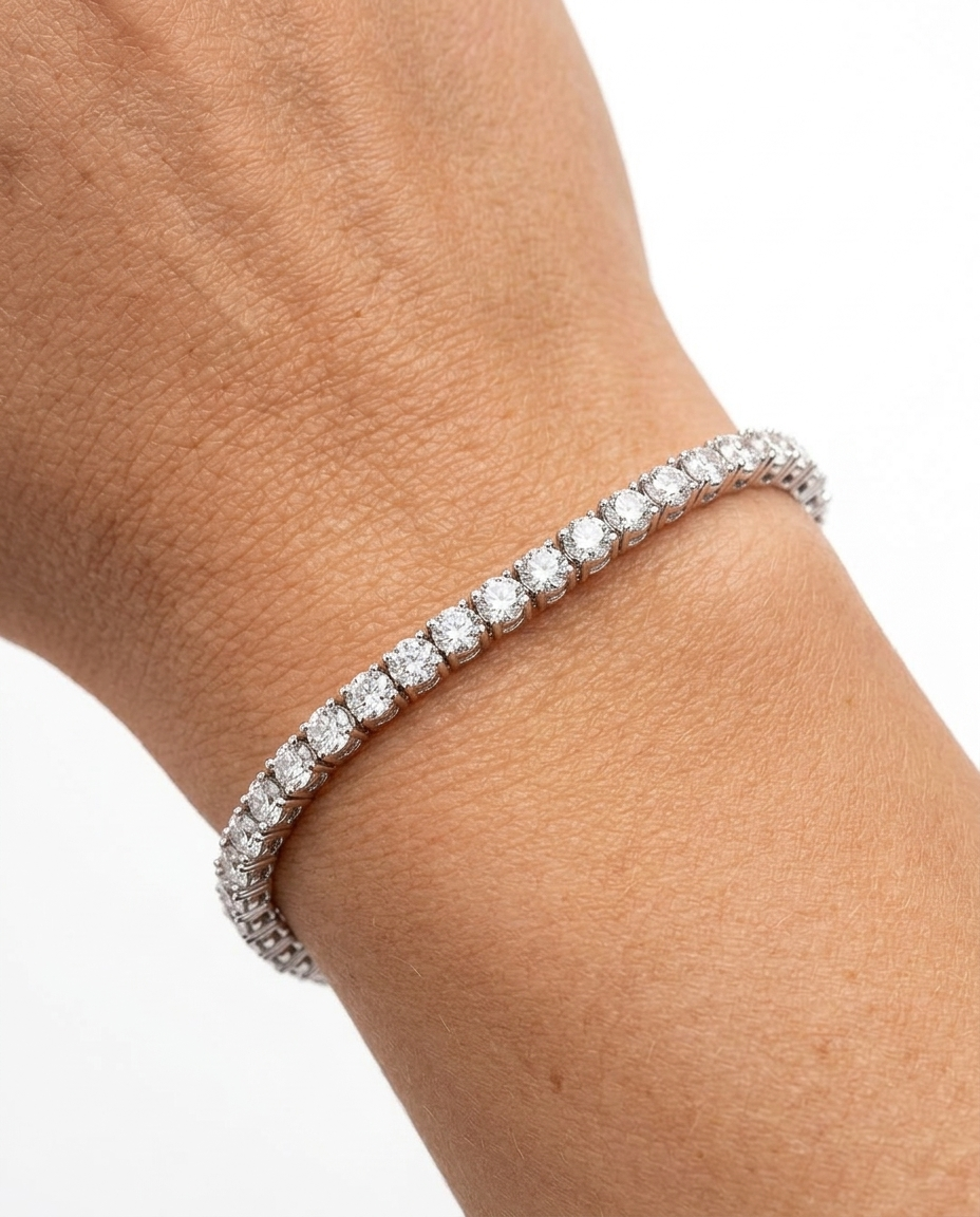 Tennis silver stainless bracelet