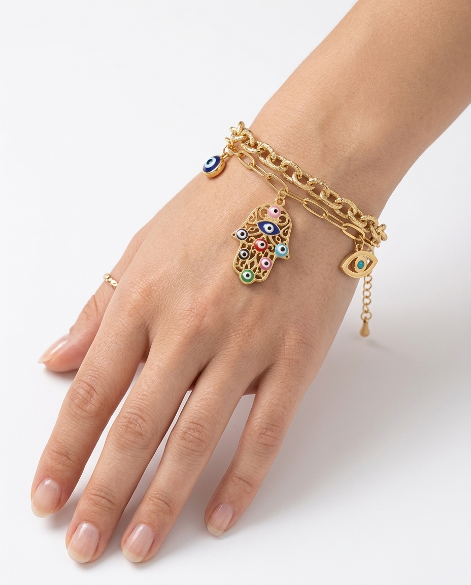 Hamsa stainless steel bracelet