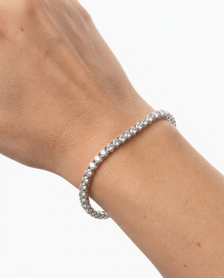Tennis silver stainless bracelet