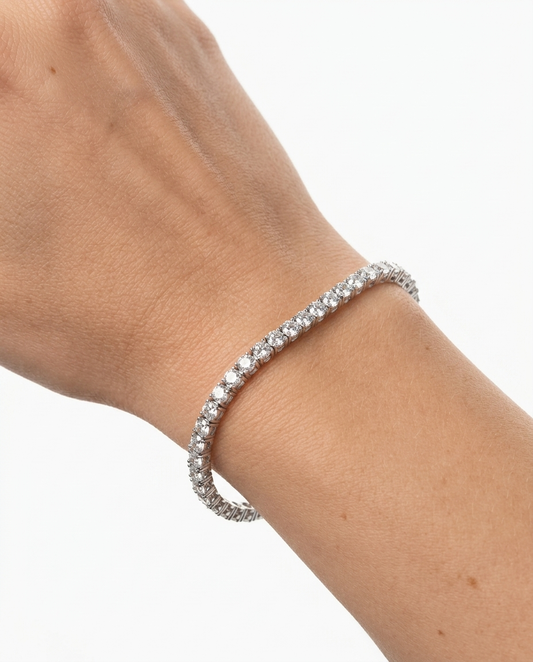 Tennis silver stainless bracelet