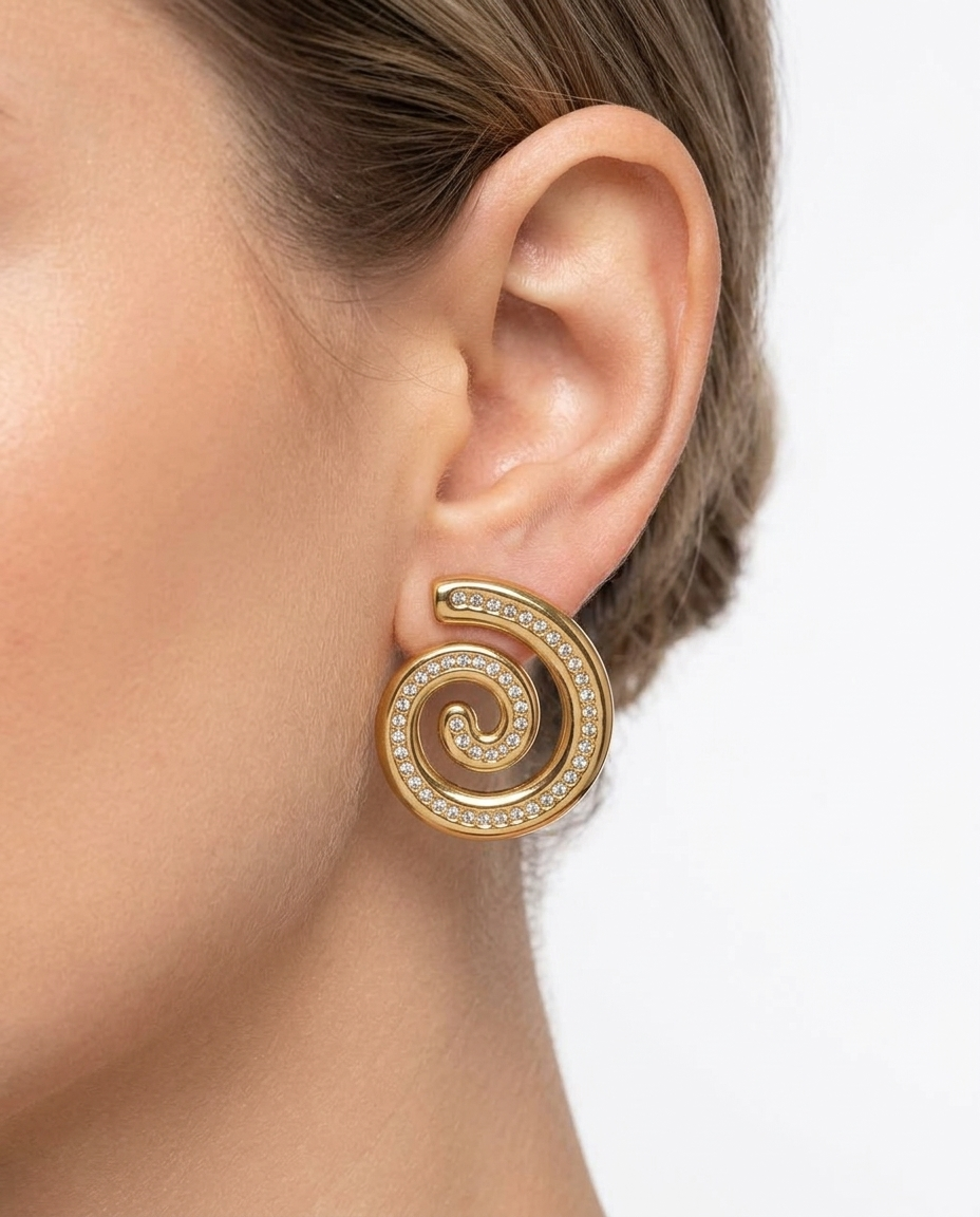 Stainless strass snail earring