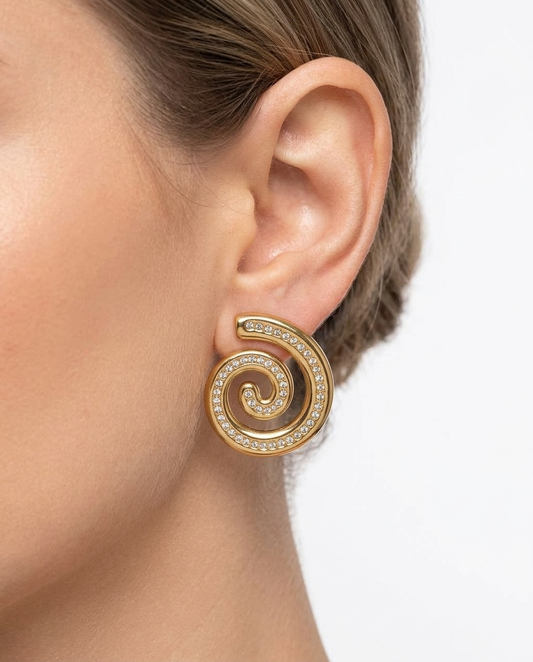 Stainless strass snail earring