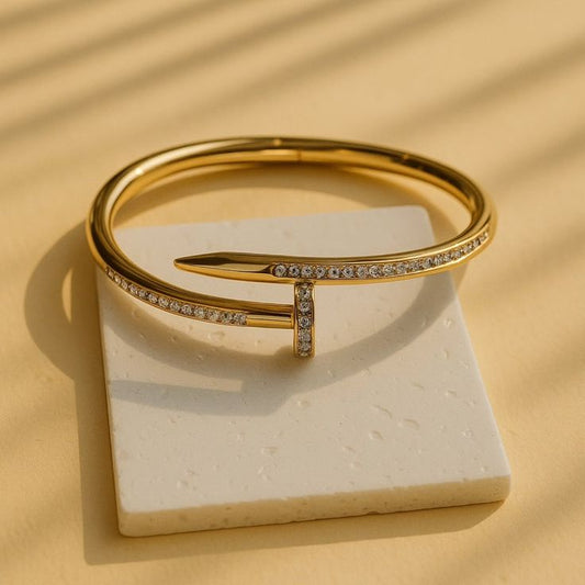Crystal Nail Stainless Steel Bangle
