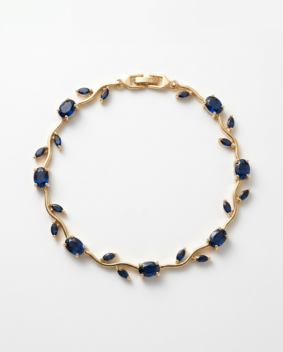 Blue tulip gold-plated bracelet