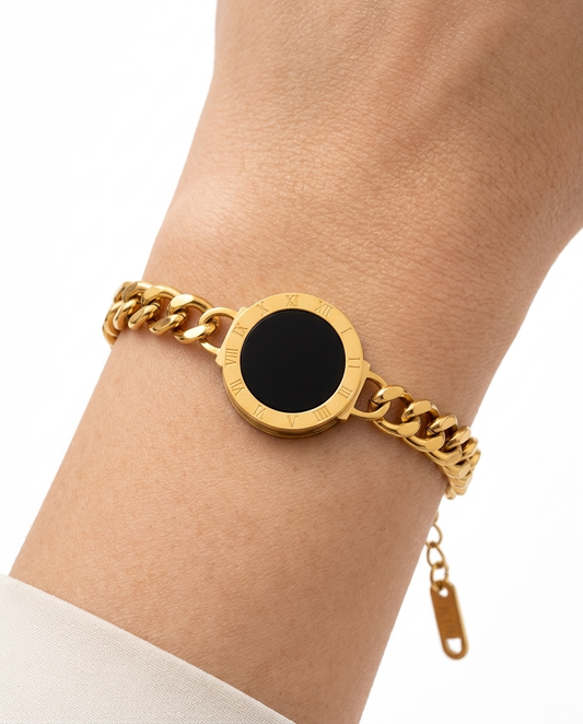 Double-Sided Bulgari-Style Stainless Steel Bracelet